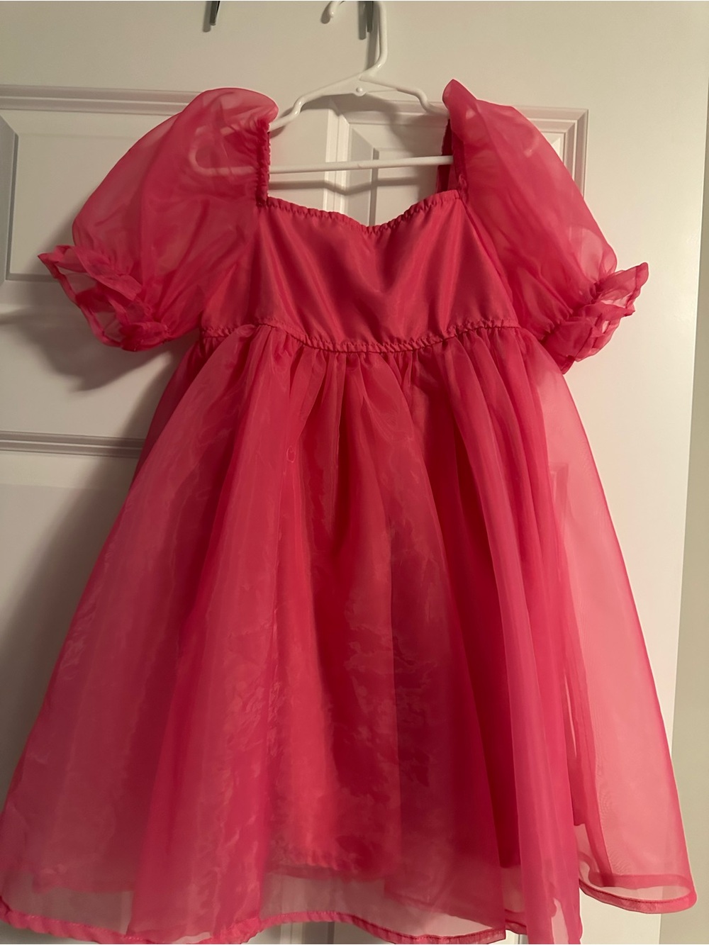 Girls' Pink Puff-Sleeve Party Dress